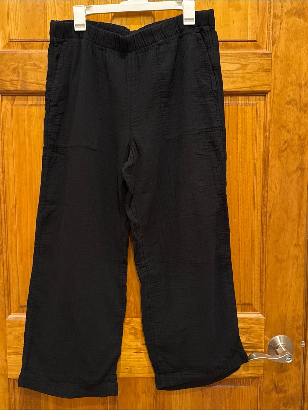 GAP Black Women's Relaxed Elastic-Waist Cotton Pants